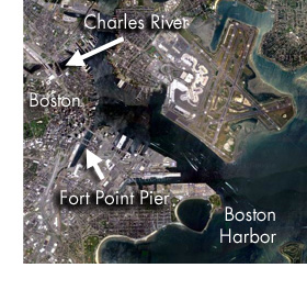 Fort Point and Boston Harbor satellite photo
